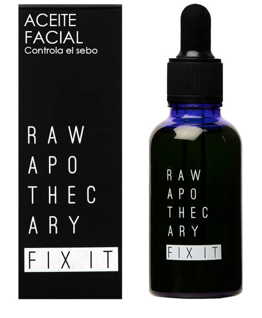RAW APOTHECARY | Aceite Facial Fix it | Skin Care para Piel Grasa y Acne | Hidratante Facial Piel Grasa | A base de Tea Tree, Pepita de Uva, Lavanda, Enebro | Control Sebo | Rutina Diaria Cuidado Facial | 30 ml
